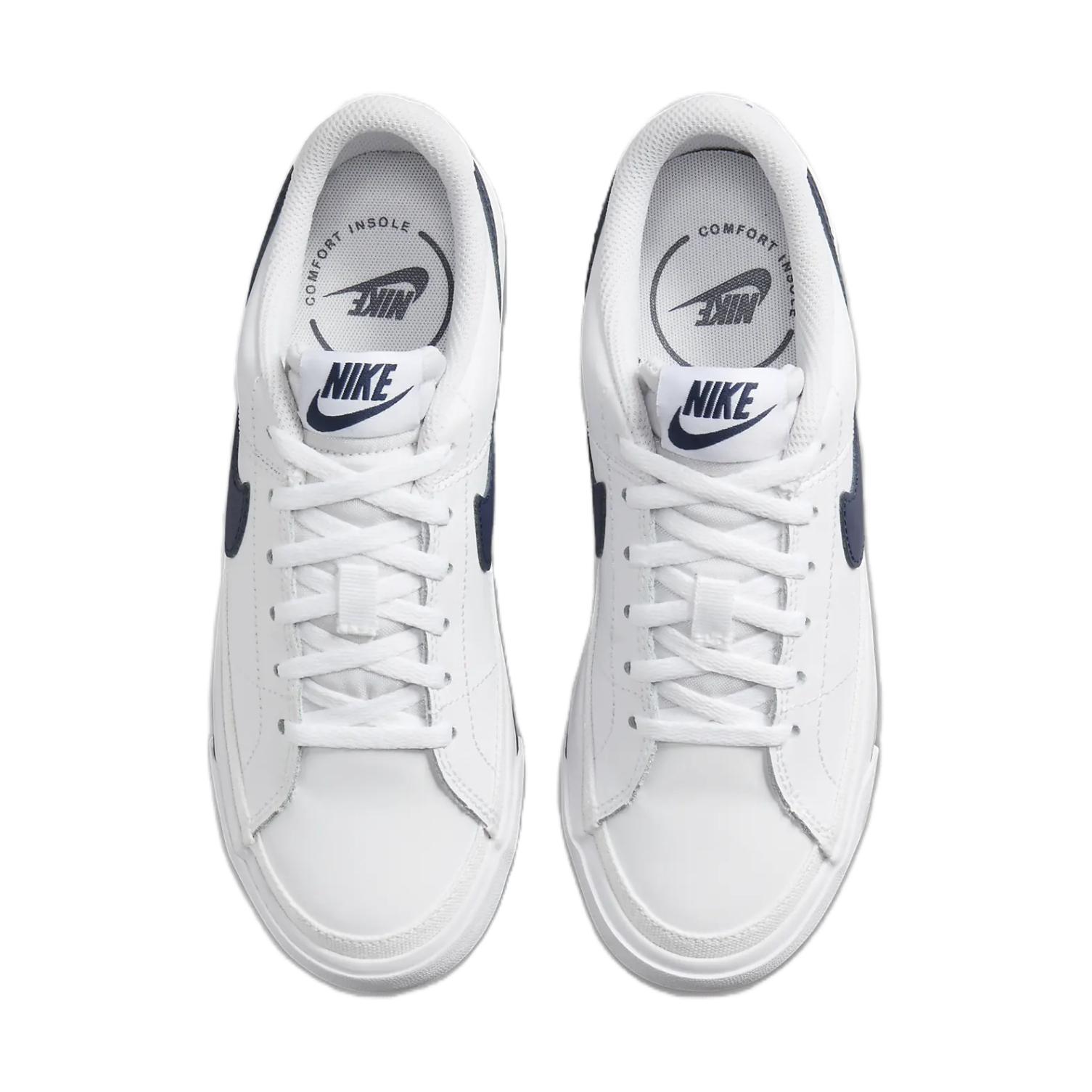 Nike Детские кроссовки для скейтбординга Court Legacy Low Top, белые, синие — фото 4