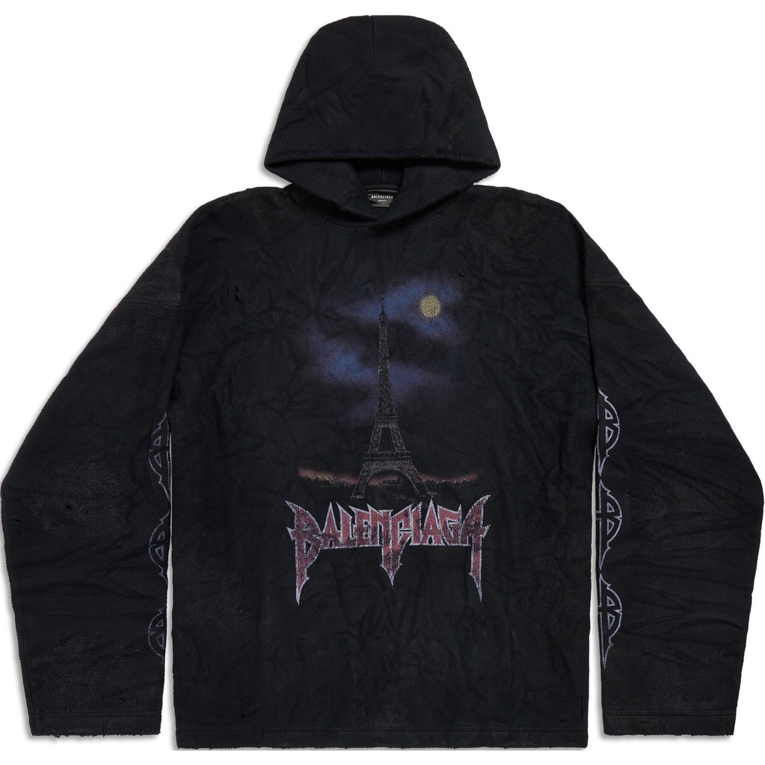 

Парижская луна краш худи large fit Balenciaga, черный