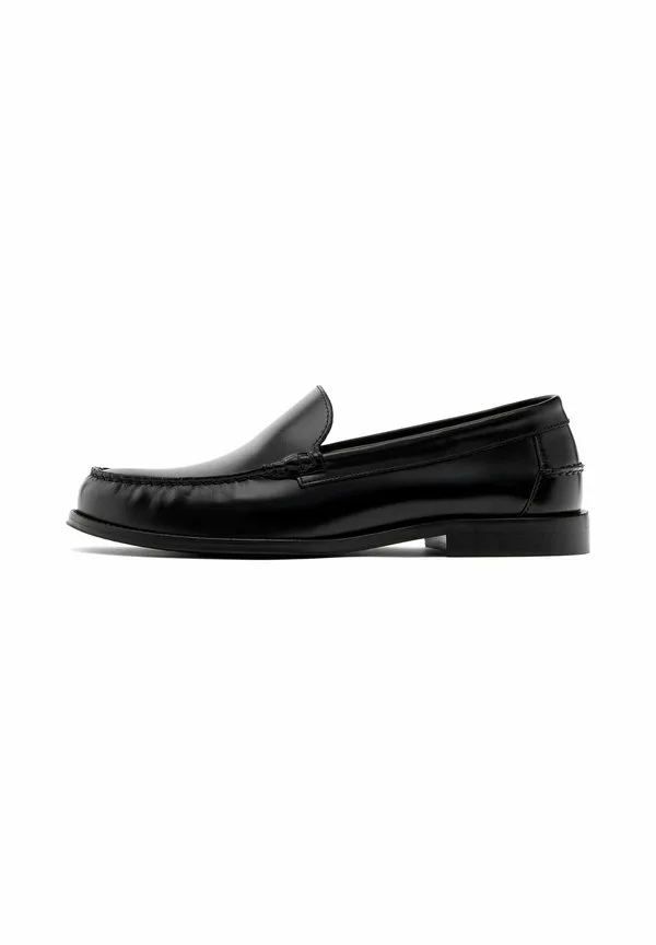 Античные лоферы, стильные слипоны Massimo Dutti, Black
