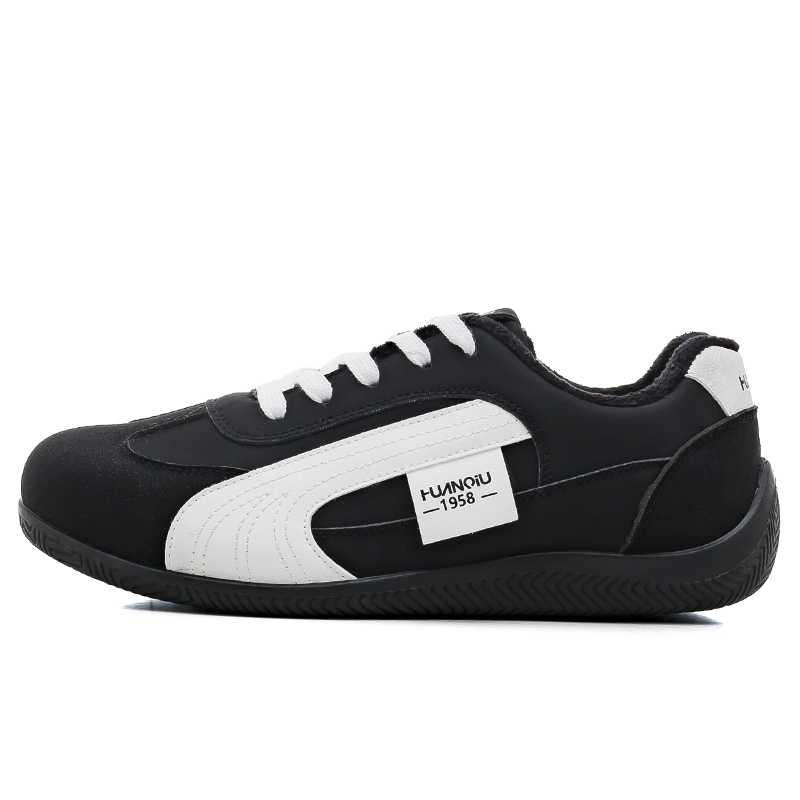 

Дышащие и легкие низкие повседневные кроссовки Men's HUANQIU, черный белый[fleece-lined]