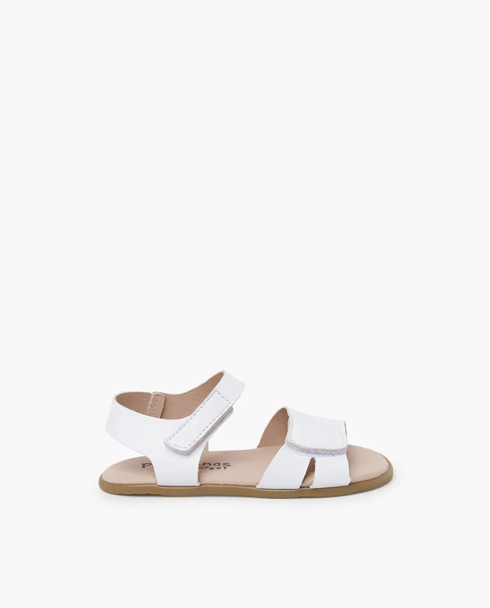 

Открытые босоножки для девочек barefoot с кожаным верхом и нескользящей подошвой Pisamonas, белый