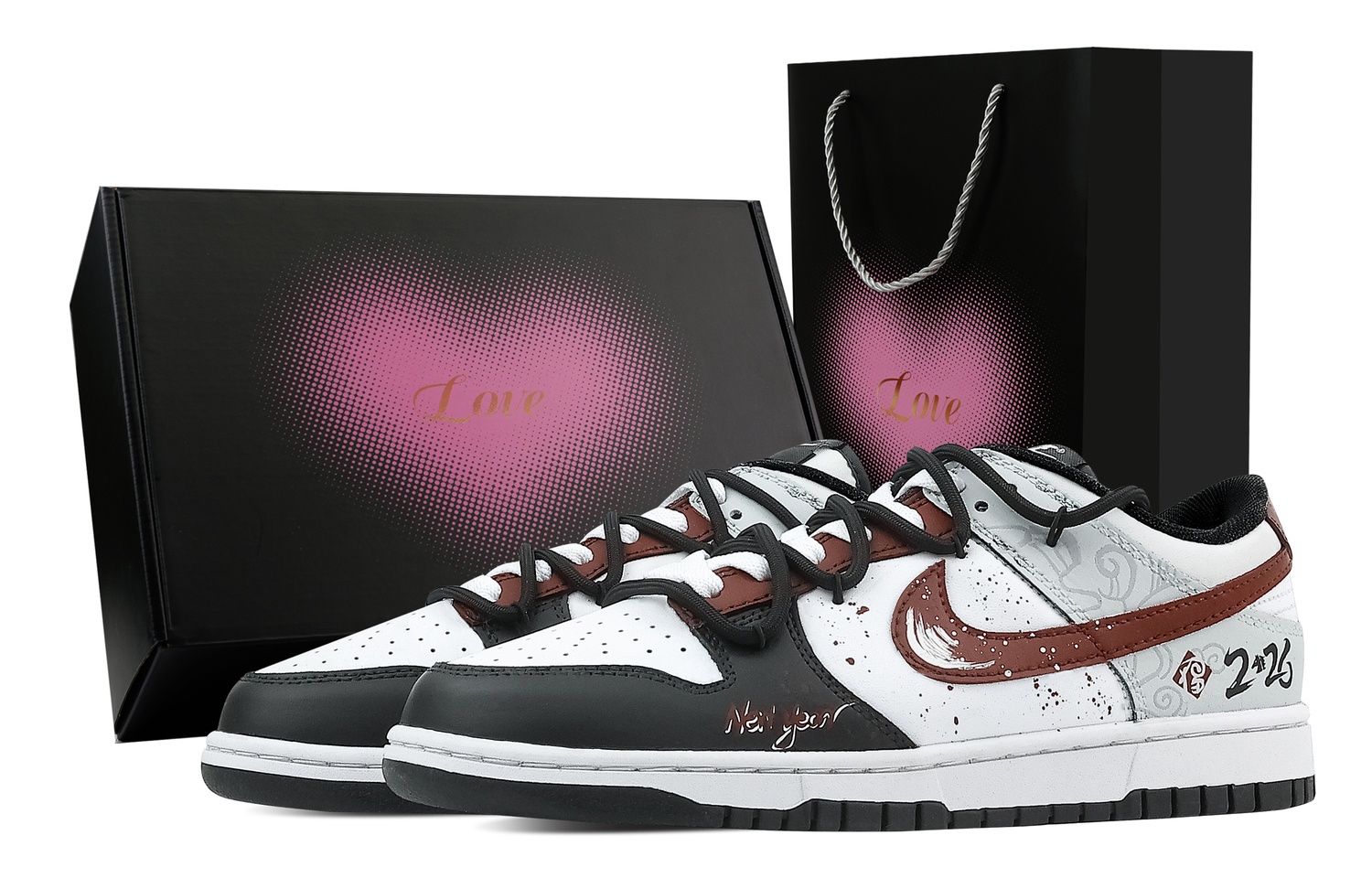 

Nike Dunk Step Into Flame, Heart Box Abrasion Resistant Low top Skateboard Shoes Unisex черный красный