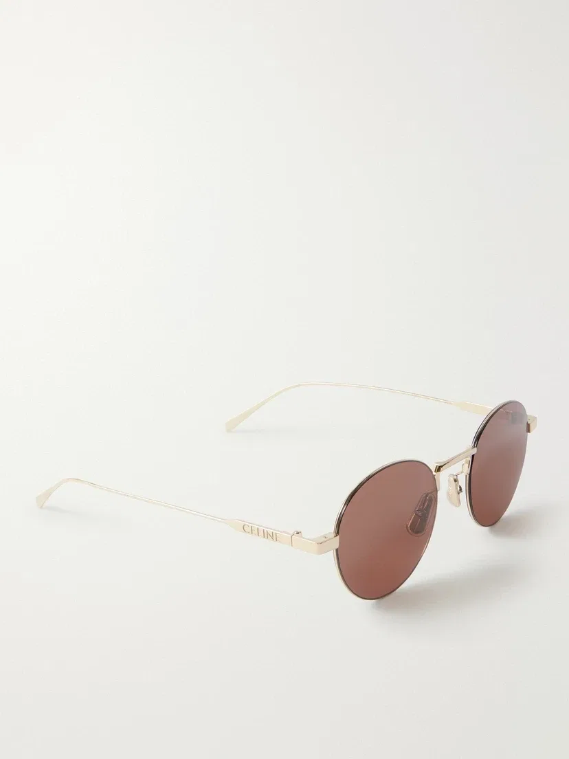 Солнцезащитные очки Oro в круглой оправе золотистого цвета CELINE EYEWEAR, золотой — фото 3