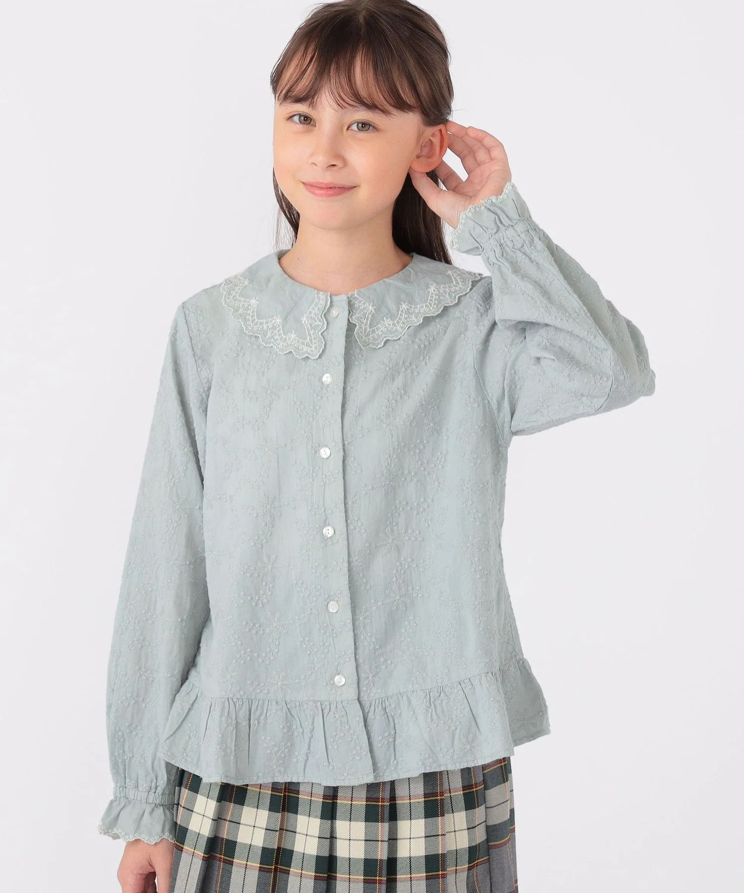 Детская модель: 140–150 см / Блузка с вышивкой разных цветов SHIPS KIDS, Light green — фото 2