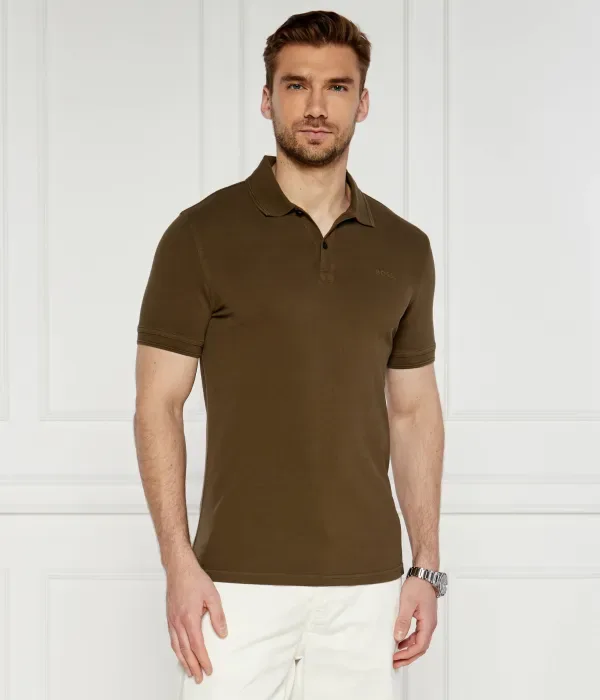 Поло Prime slim fit Boss Orange, оливково-зеленый — фото 3