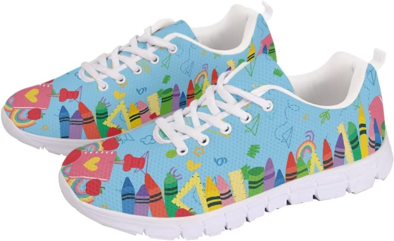 

Кроссовки GETELINSENG Унисекс для бега, легкая спортивная обувь с сеткой, шнуровкой, для тенниса и прогулок, Art Crayons