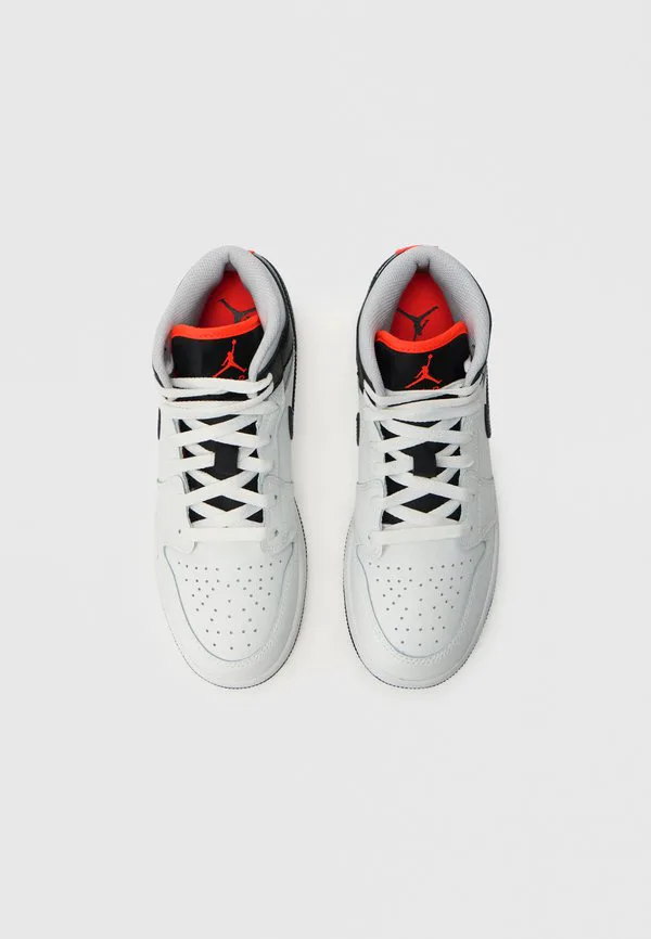Jordan 1 mid унисекс высокие кроссовки Jordan, Summit White/Black/Infrared/Neutral Grey — фото 4