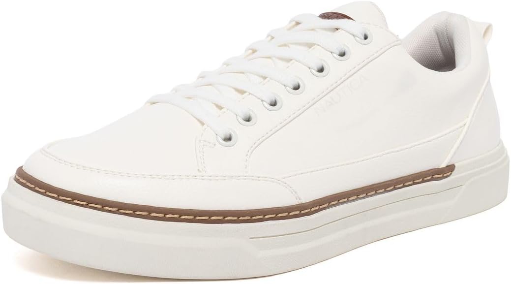 

Мужские классические кроссовки на шнуровке Nautica с низким верхом - стильная и удобная повседневная обувь, White-colson