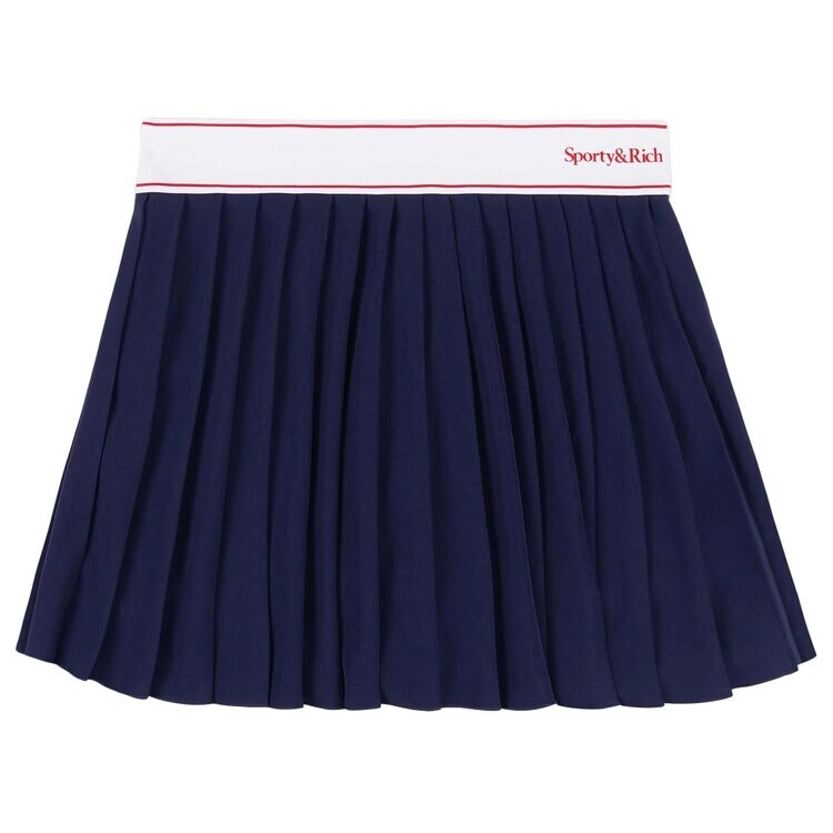 

Юбка Sporty & Rich Serif Logo Pleated Skirt, цвет Navy/White/Bright Red