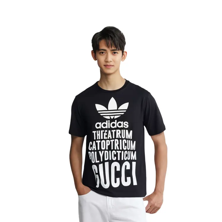 Футболка мужская Adidas x Gucci, белый с черным — фото 2