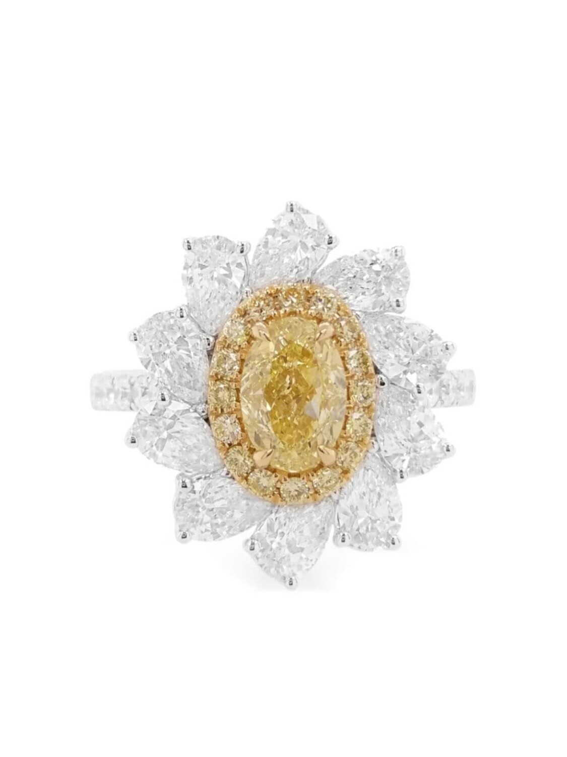 

Кольцо с желтым бриллиантом из белого золота 18 карат HYT Jewelry, серебряный