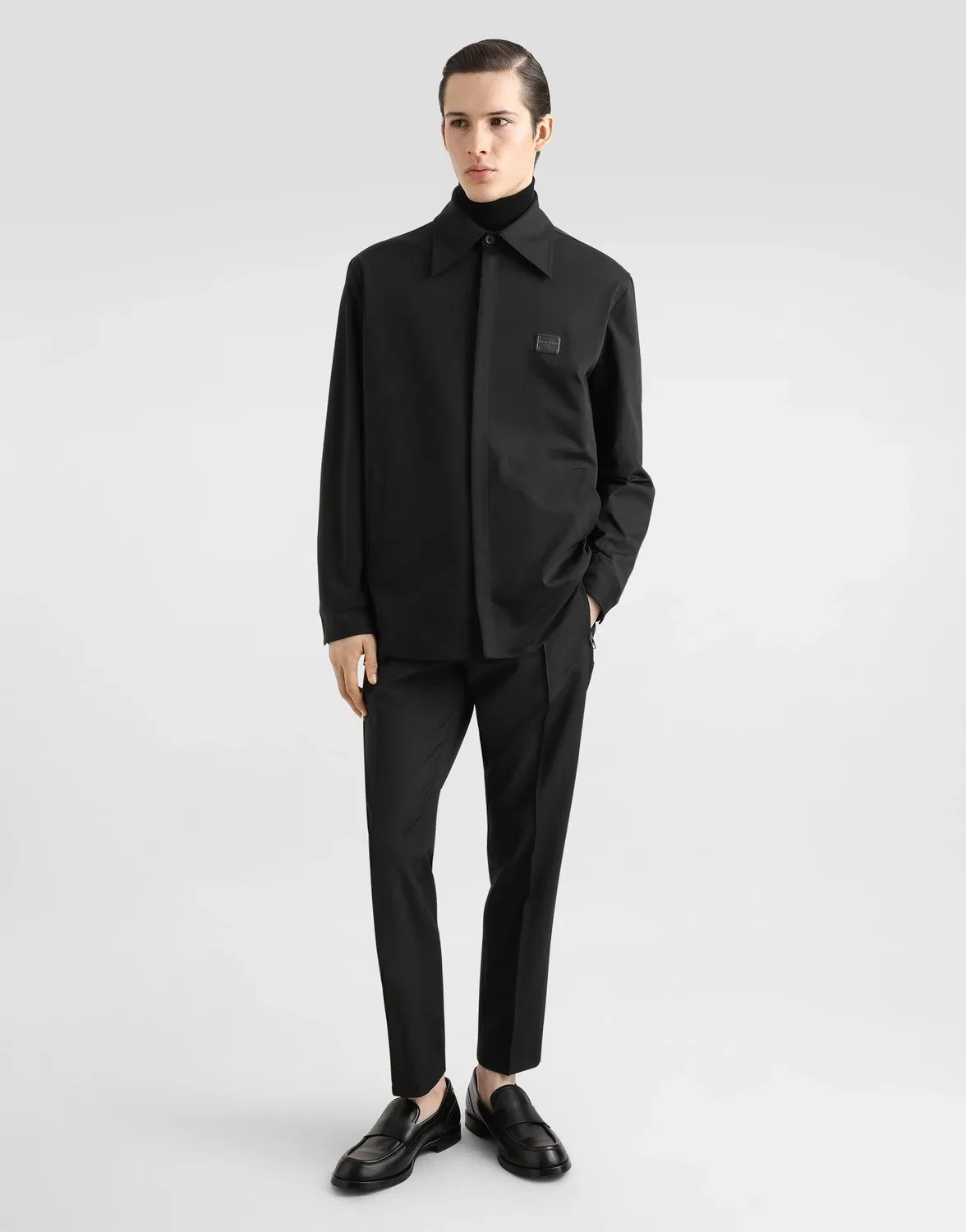 Рубашка из технической ткани с биркой DOLCE & GABBANA, черный — фото 2