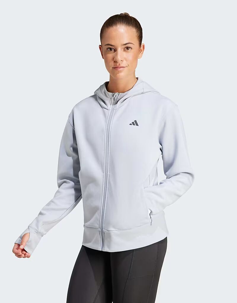 

Толстовка Adidas performance Designed 4 training с капюшоном и застежкой-молнией в цвете Halo Silver