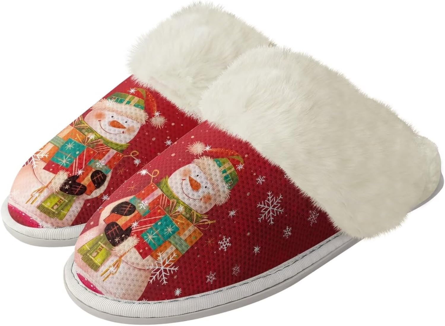 

Тапочки Srengjodk из фланелевой хлопковой ткани с меховой окантовкой, домашние тапочки без задника, тапочки для женщин и мужчин, размер 36-47, красный