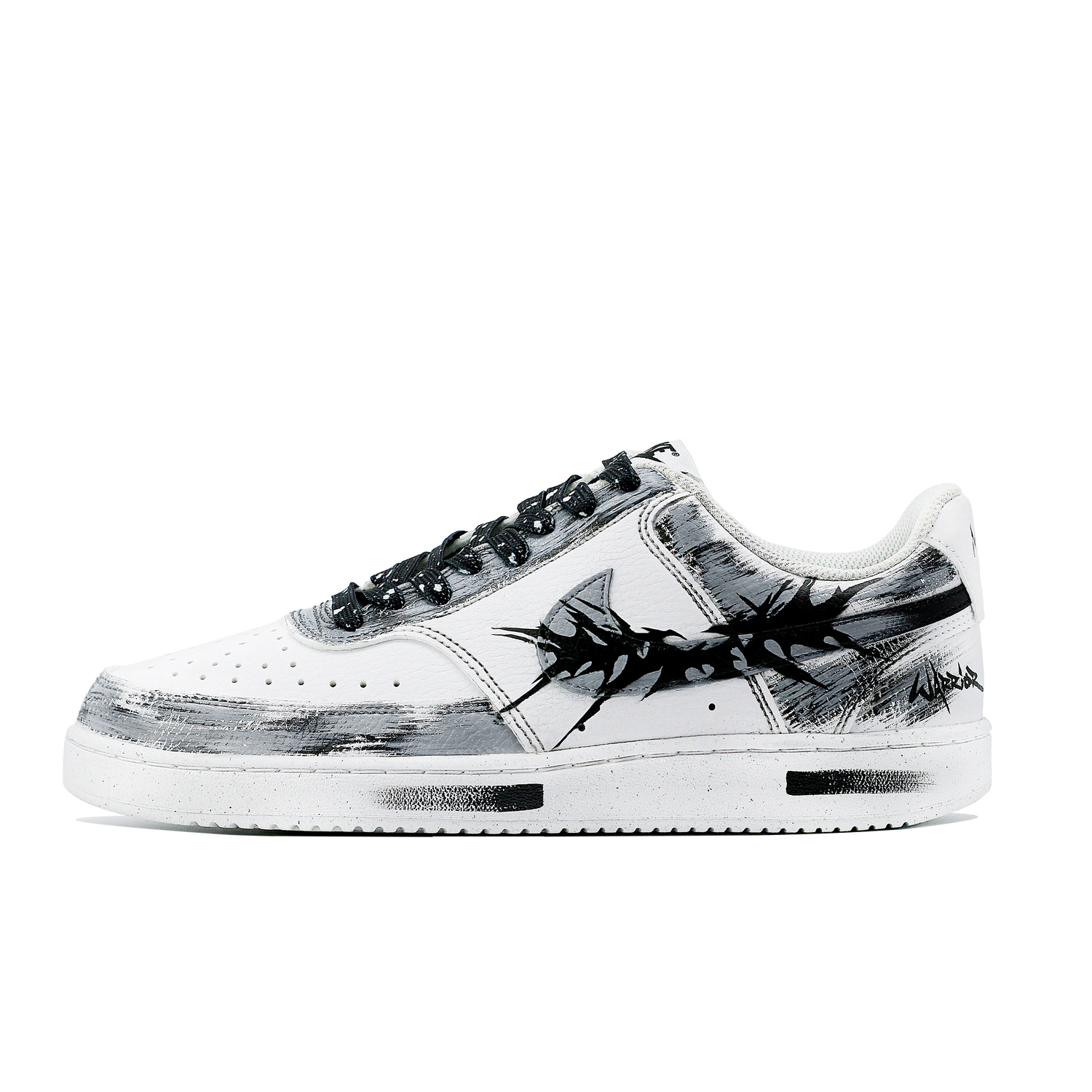 

Nike Court Vision 1 Абразивоустойчивые Лоу-топ Скейтборд Кроссовки Мужские Черный Белый Серый