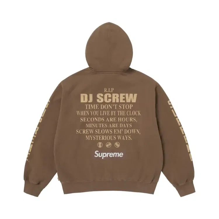 Толстовка на молнии с капюшоном Supreme x Dj Screw, коричневый — фото 2