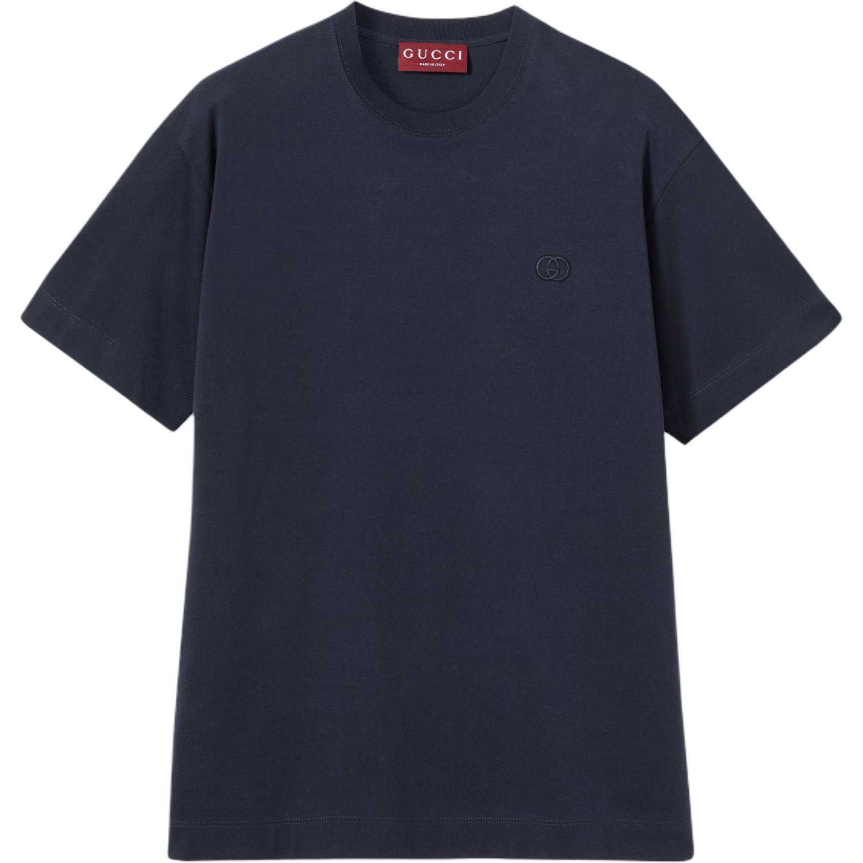 

Хлопковая футболка с вышивкой GUCCI, темно-синий