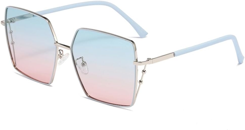 

Женские поляризованные солнцезащитные очки с металлическими линзами, защищающими от УФ-излучения, многоугольные оправы для очков, мужские очки с козырьком HCPIHF, Blue Red