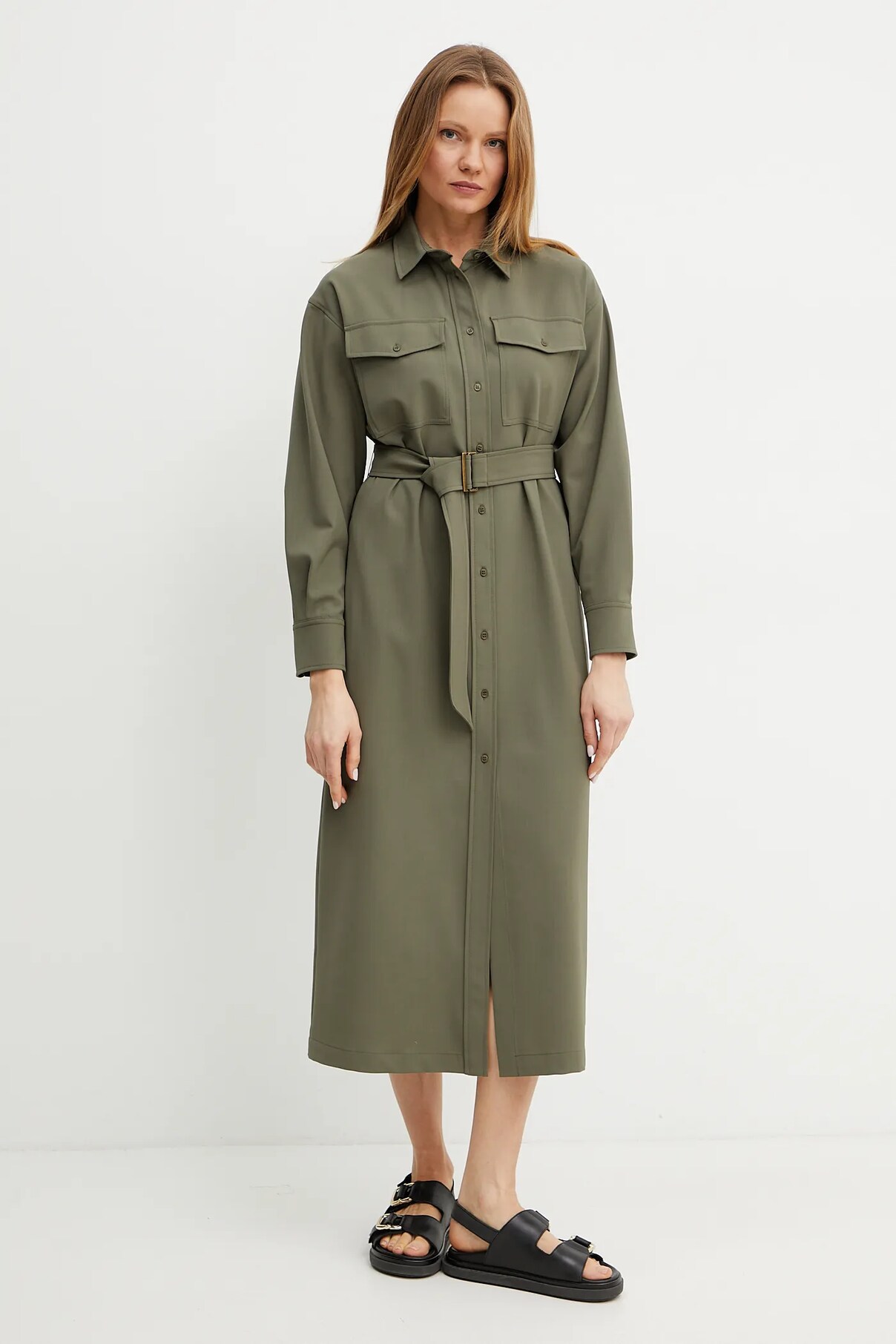 

Платье из смеси шерсти Weekend Max Mara, зеленый
