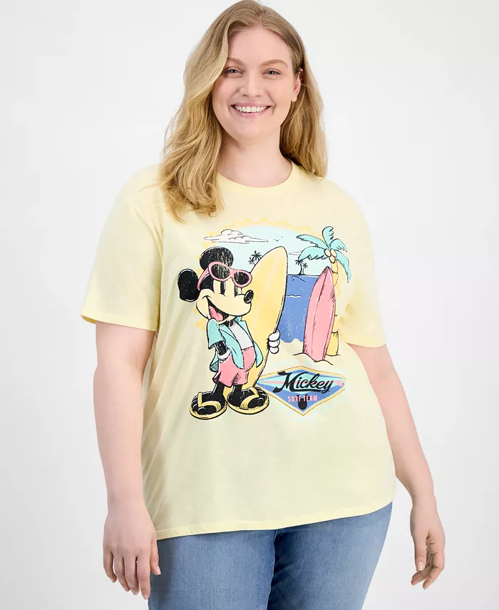 

Модная футболка с принтом Mickey Surf Club для полных Disney, желтый