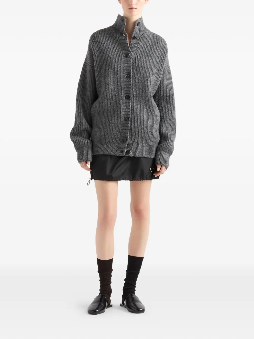 Мини-юбка из переработанного нейлона Prada, черный — фото 2