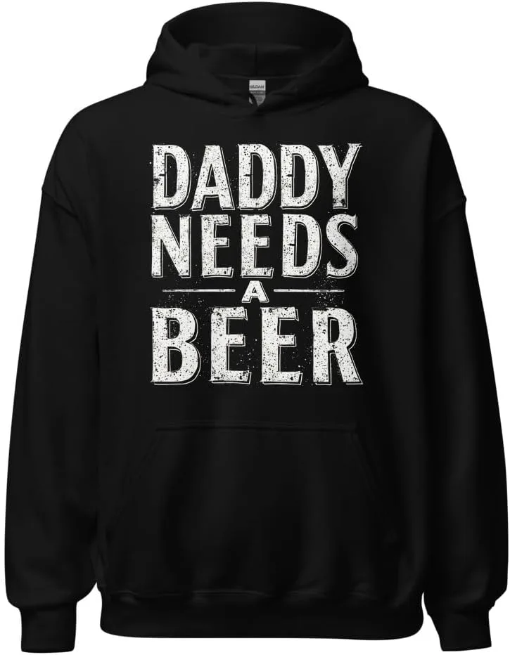 Толстовка с принтом "Папе нужно пиво" на День отца, Funny Men Drinking Dad, Unisex Hoodie Generic, черный
