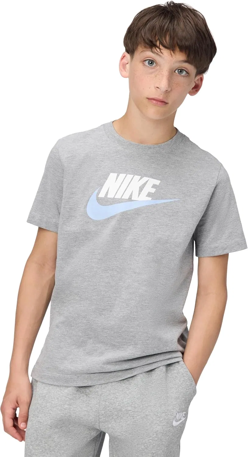 Футболка для детей Nike Sportswear Club, тёмно-серый меланж/белый/голубой