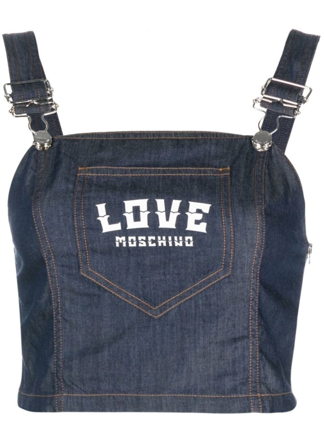 

Love Moschino джинсовый топ с логотипом, синий