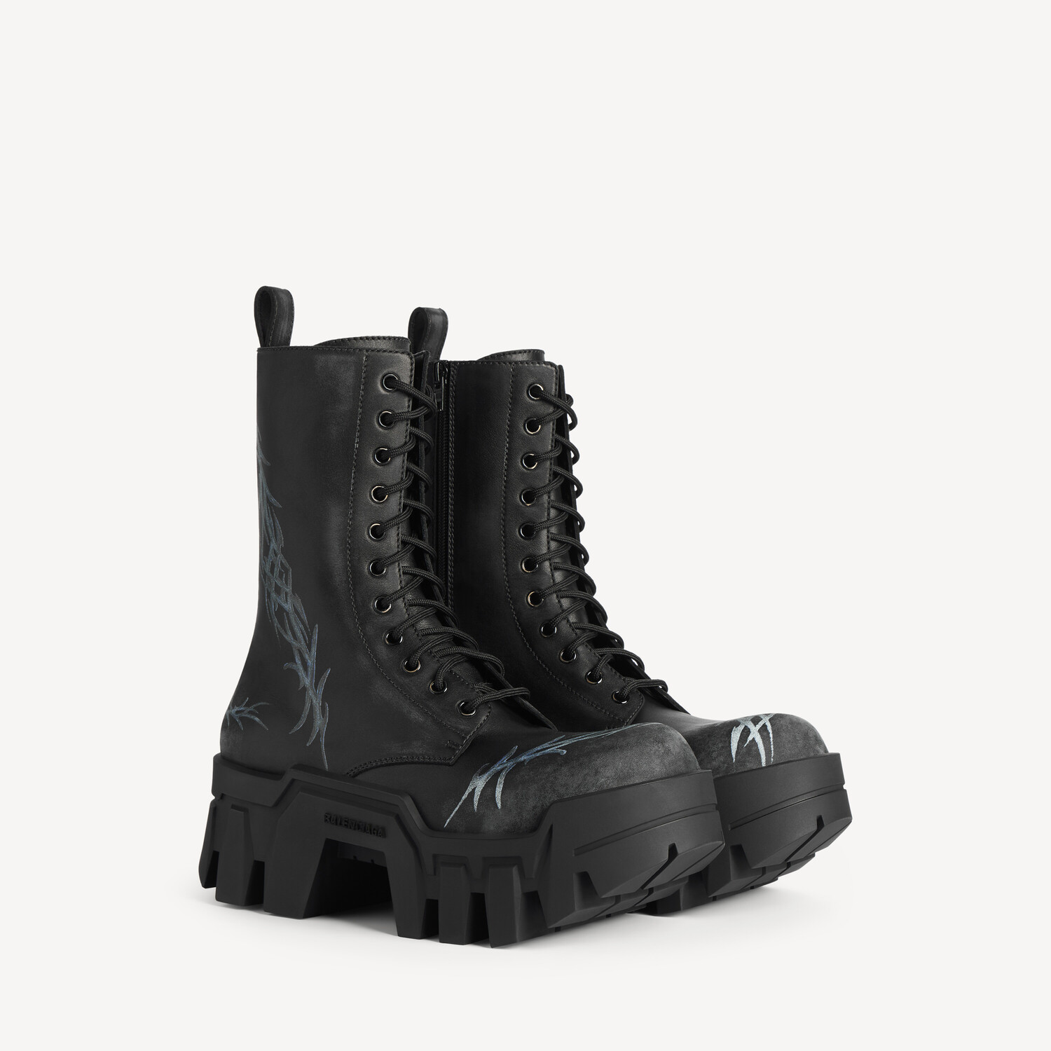 BALENCIAGA Мужские ботинки Bulldozer на шнуровке, черные — фото 2