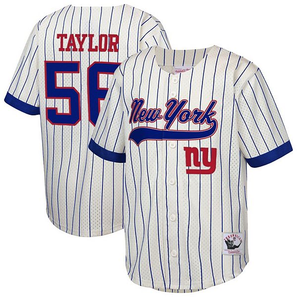 

Бейсбольная футболка youth lawrence taylor cream new york giants с именем и номером игрока Mitchell & Ness