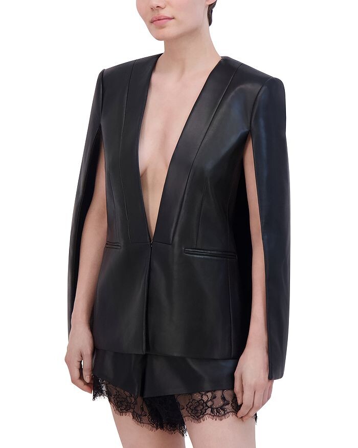 

BCBGMAXAZRIA Куртка-накидка из искусственной кожи, черный