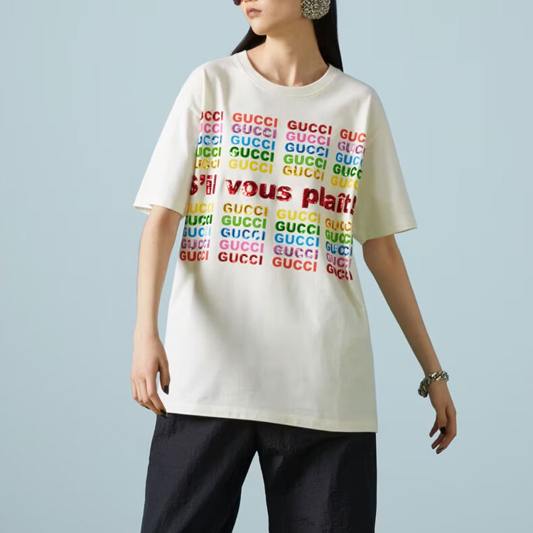 Футболка женская экрю GUCCI — фото 4