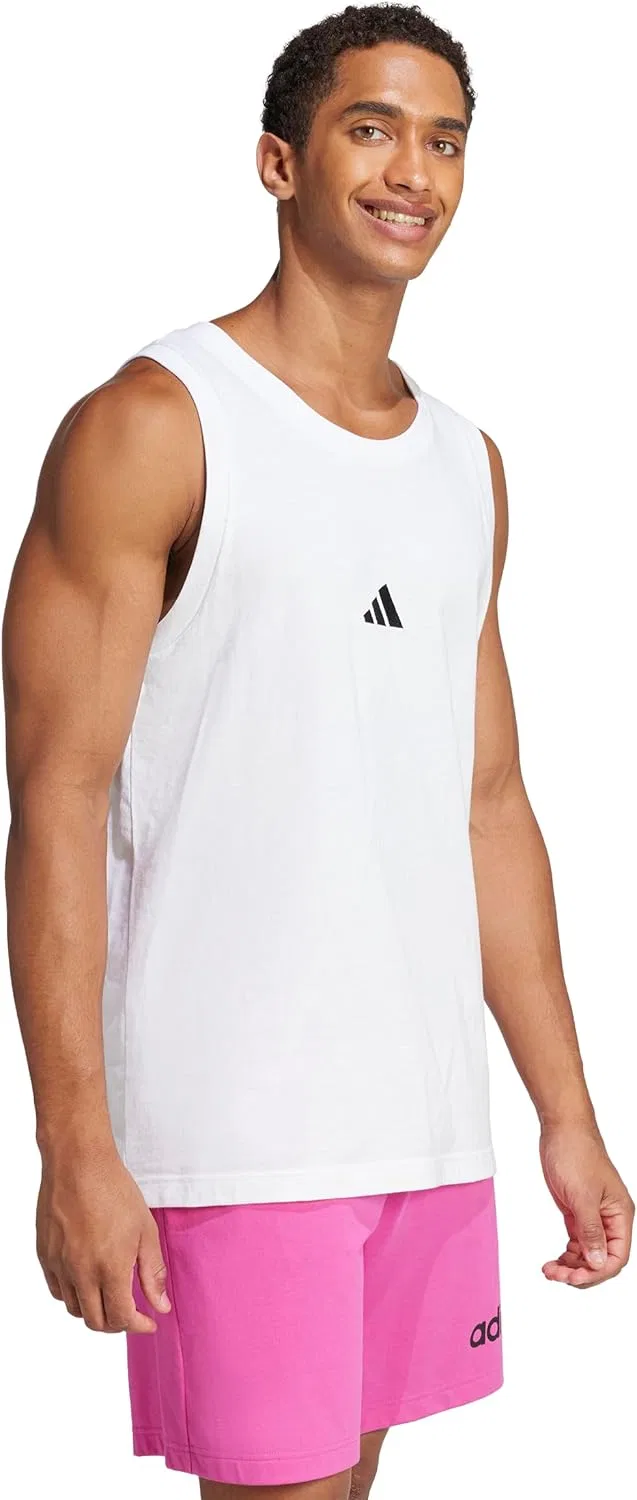 Мужской топ adidas Essentials Small Logo, хлопок, белый/черный — фото 3