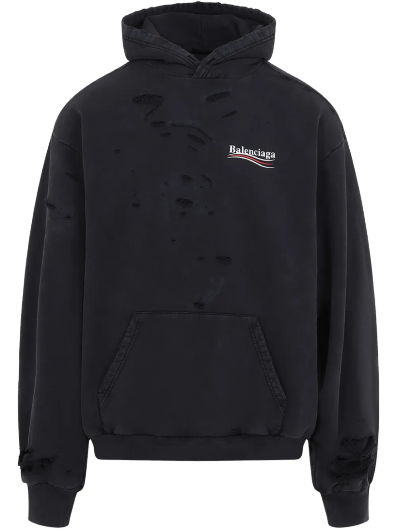 

Хлопковая толстовка с капюшоном и логотипом Balenciaga, черный