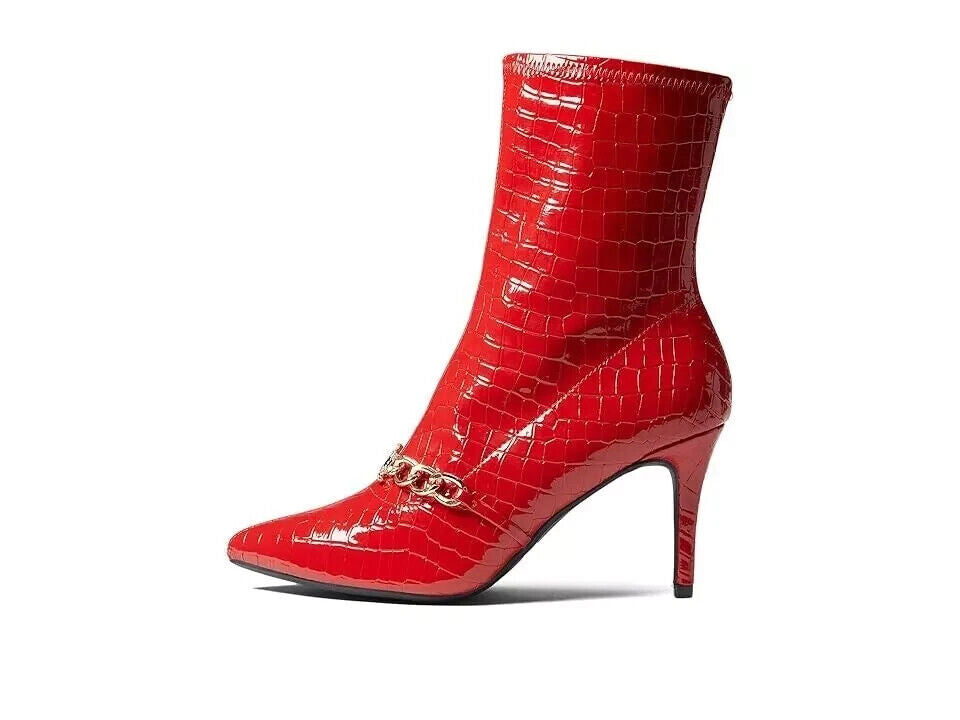 Juicy Couture Tyme Bootie Женские 8 Красный Крокодиловая кожа Стилет Каблук Ботинки KHD807 — фото 2