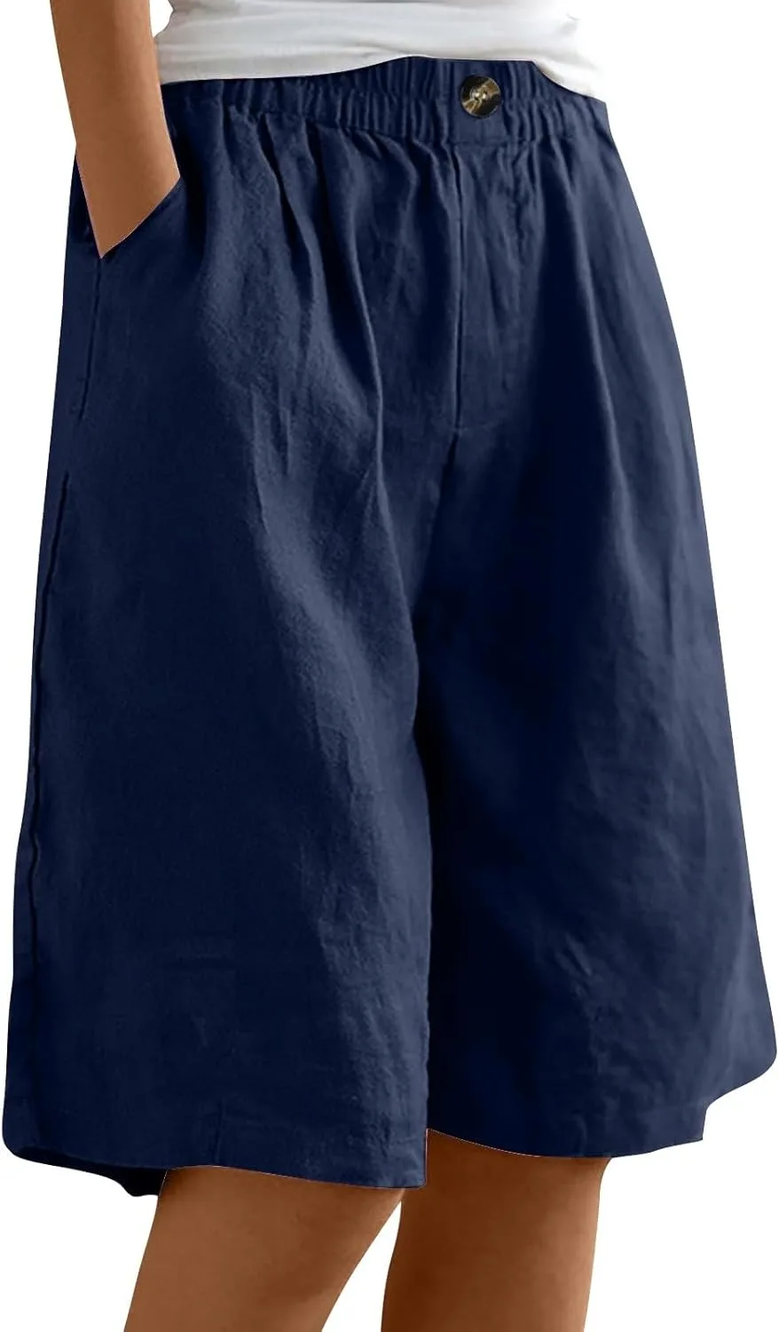 

Льняные бермуды для женщин с карманами