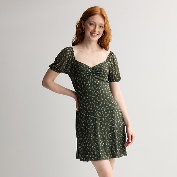 

Мини-платье с пышными рукавами из сетки для девушек Live To Be Spoiled, Olive Floral