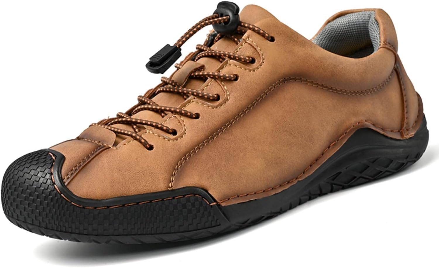 

Мужские повседневные кожаные туфли с противоскользящей резиновой подошвой, системой быстрой шнуровки для ежедневной носки, удобные кроссовки с алмазным протектором для улицы и повседневного бизнеса Lshwcift, коричневый