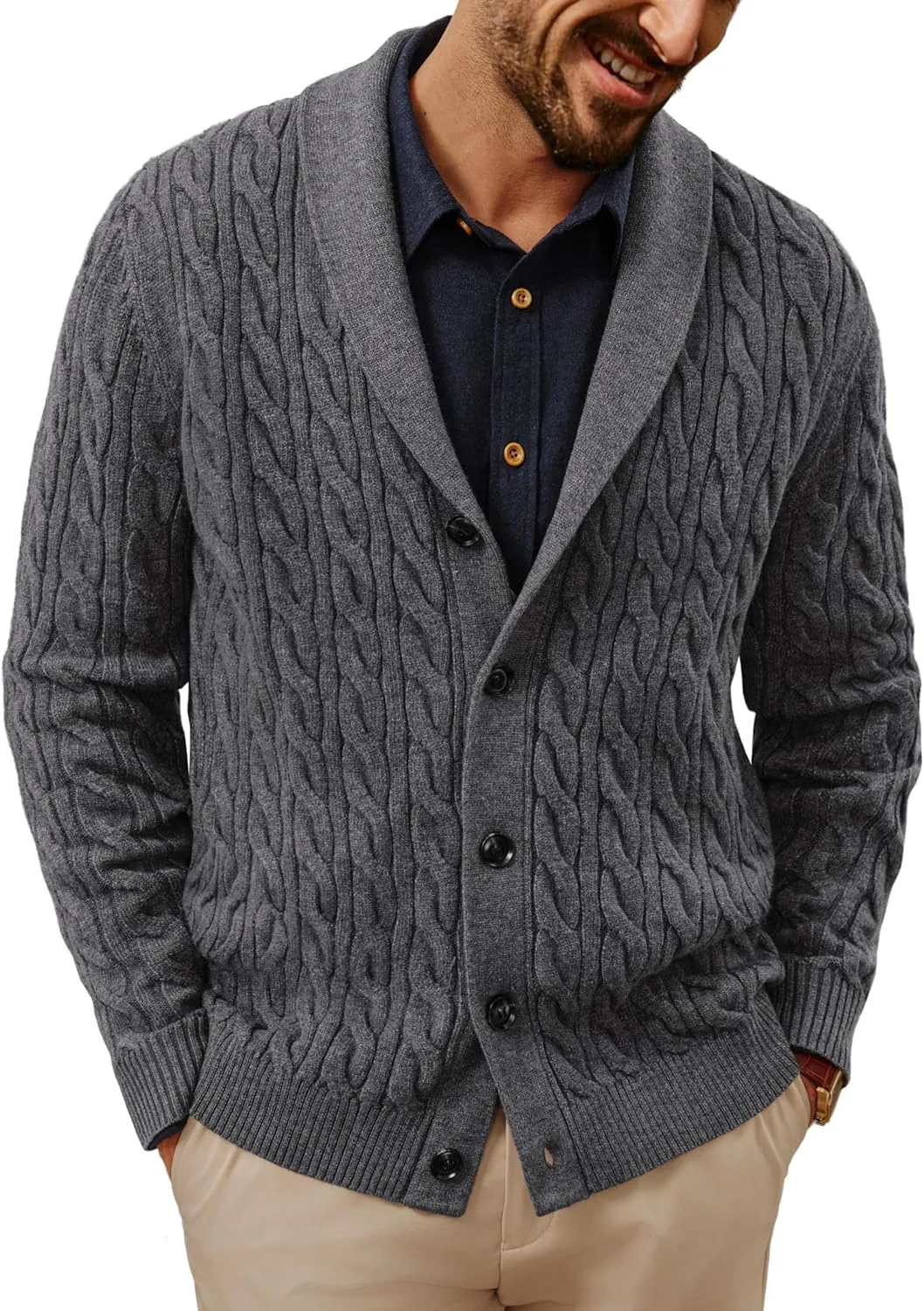 

Кардиган Paul Jones с воротником-шалью и рельефной вязкой PJ PAUL JONES