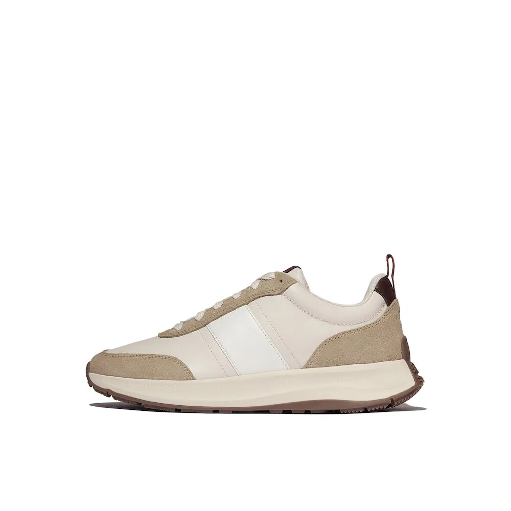 Мужские кожаные/замшевые сникеры Fitflop Paris бежево-шоколадного цвета — фото 3