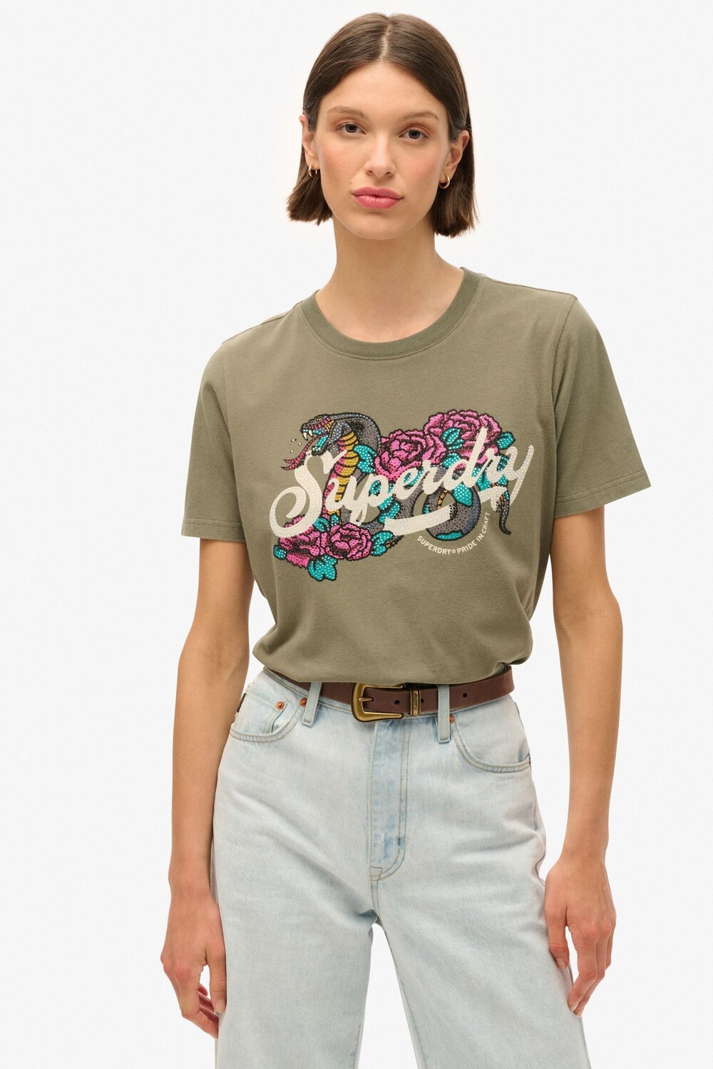 

Футболка свободного кроя из 100% хлопка с надписью татуировкой Superdry, зеленый