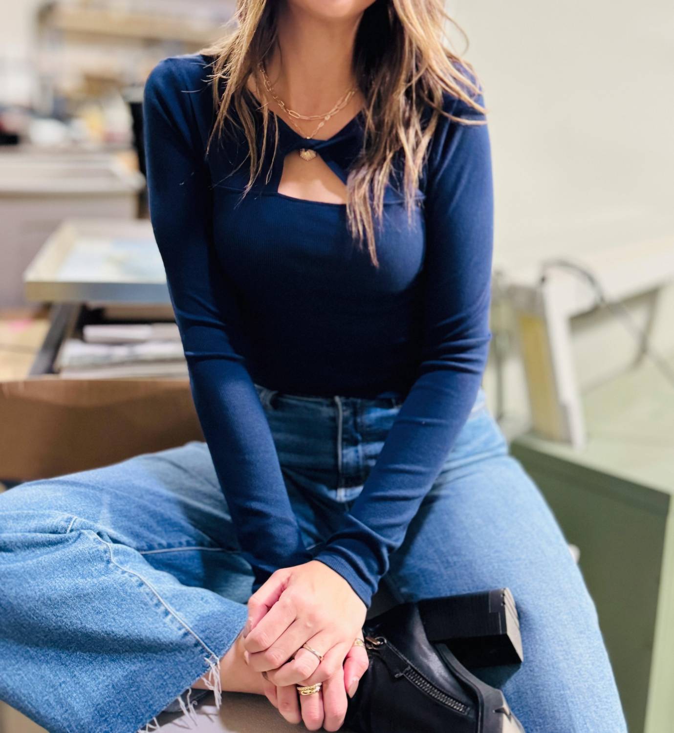 

Футболка Yara Twist с длинным рукавом в цвете Nocturnal Michael Stars, Nocturnal