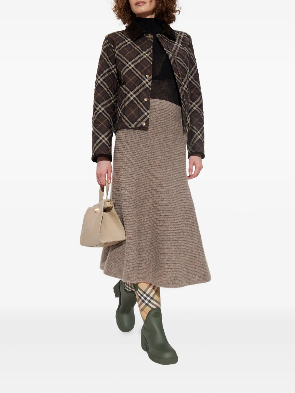 Юбка клеш в рубчик Burberry, женская, нейтральный — фото 2
