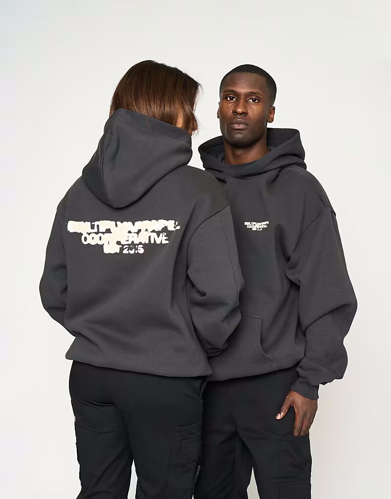 

Multiply Apparel - Толстовка оверсайз в цвете Black Soda с принтом «Cooperative»