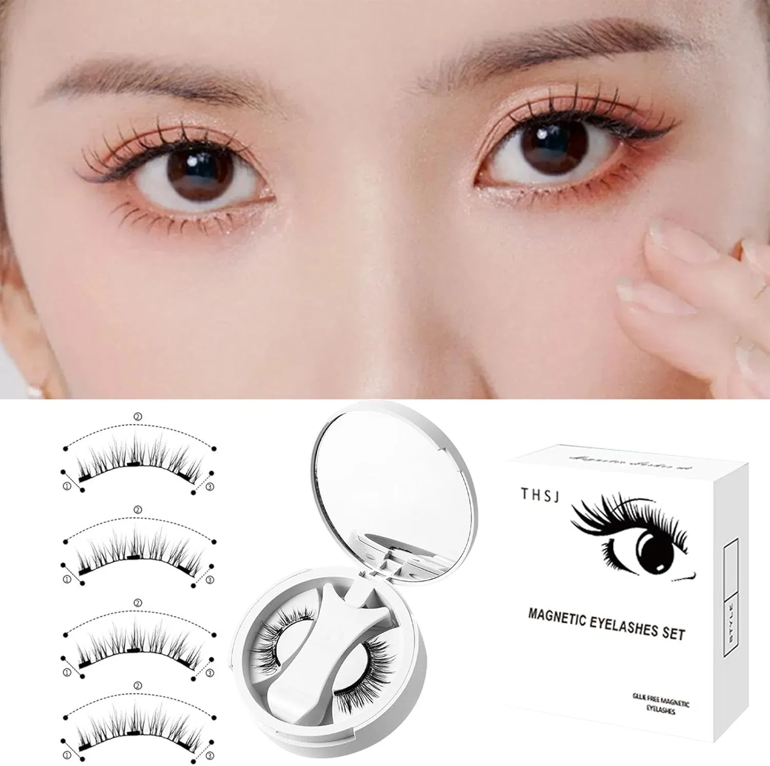 Магнитные ресницы с 3 магнитами, Natural Magnetic Eyelashes, многоразовые — фото 2