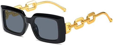 

Прямоугольные солнцезащитные очки-гелевые очка для женщин в стиле ретро с цепочкой на дужках, солнцезащитные очки UV400 для мужчин с прозрачными линзами Ocean MTZJH, Black Grey