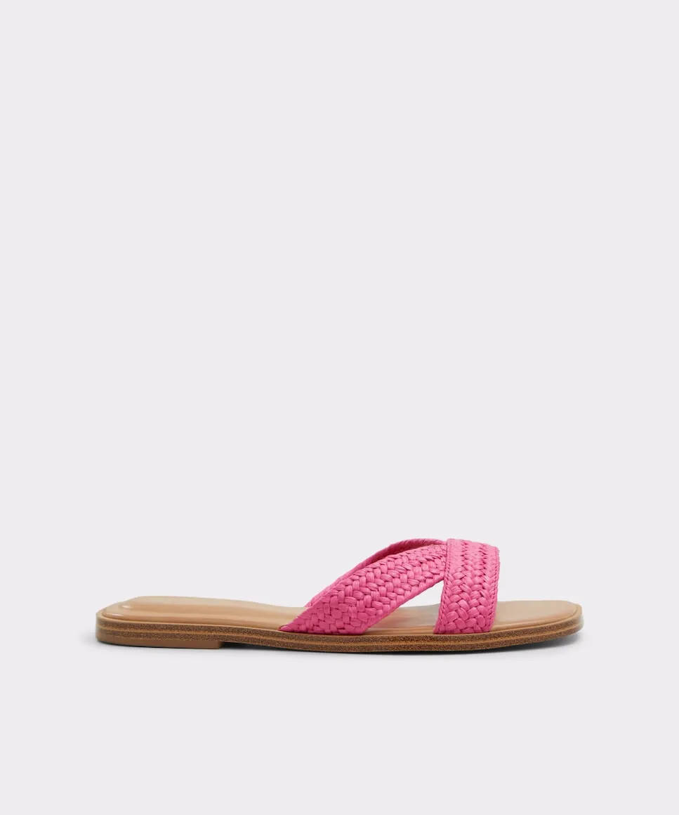 Женские сандалии из текстиля на плоской подошве с круглым носком Aldo, розовый