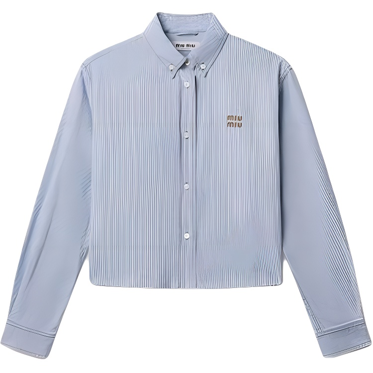 

Рубашка Striped Frayed edge Shirt MIU MIU, синий