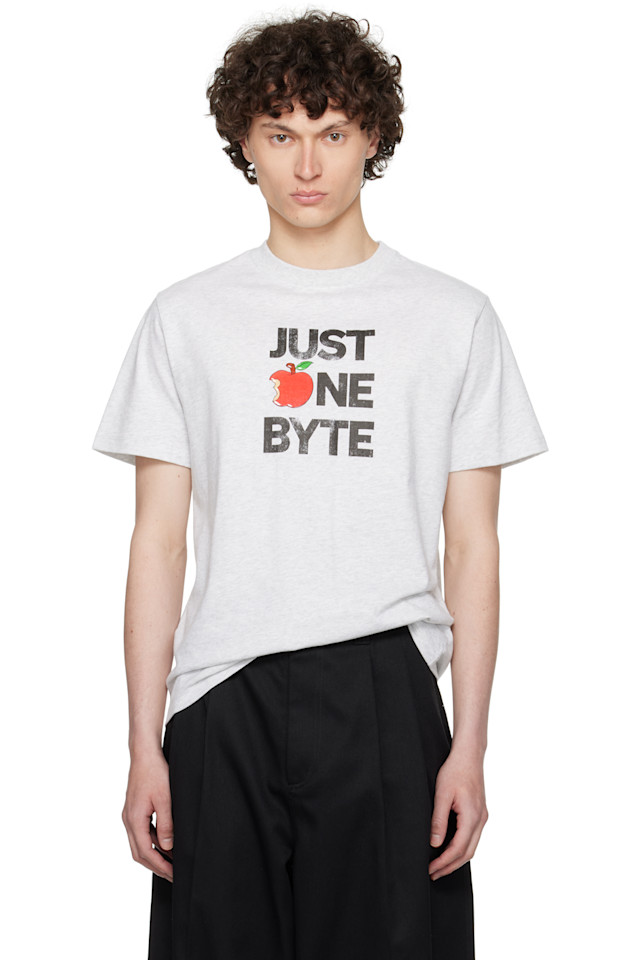 

Футболка Disney «Just One Byte» в стиле бокси Coperni, серый