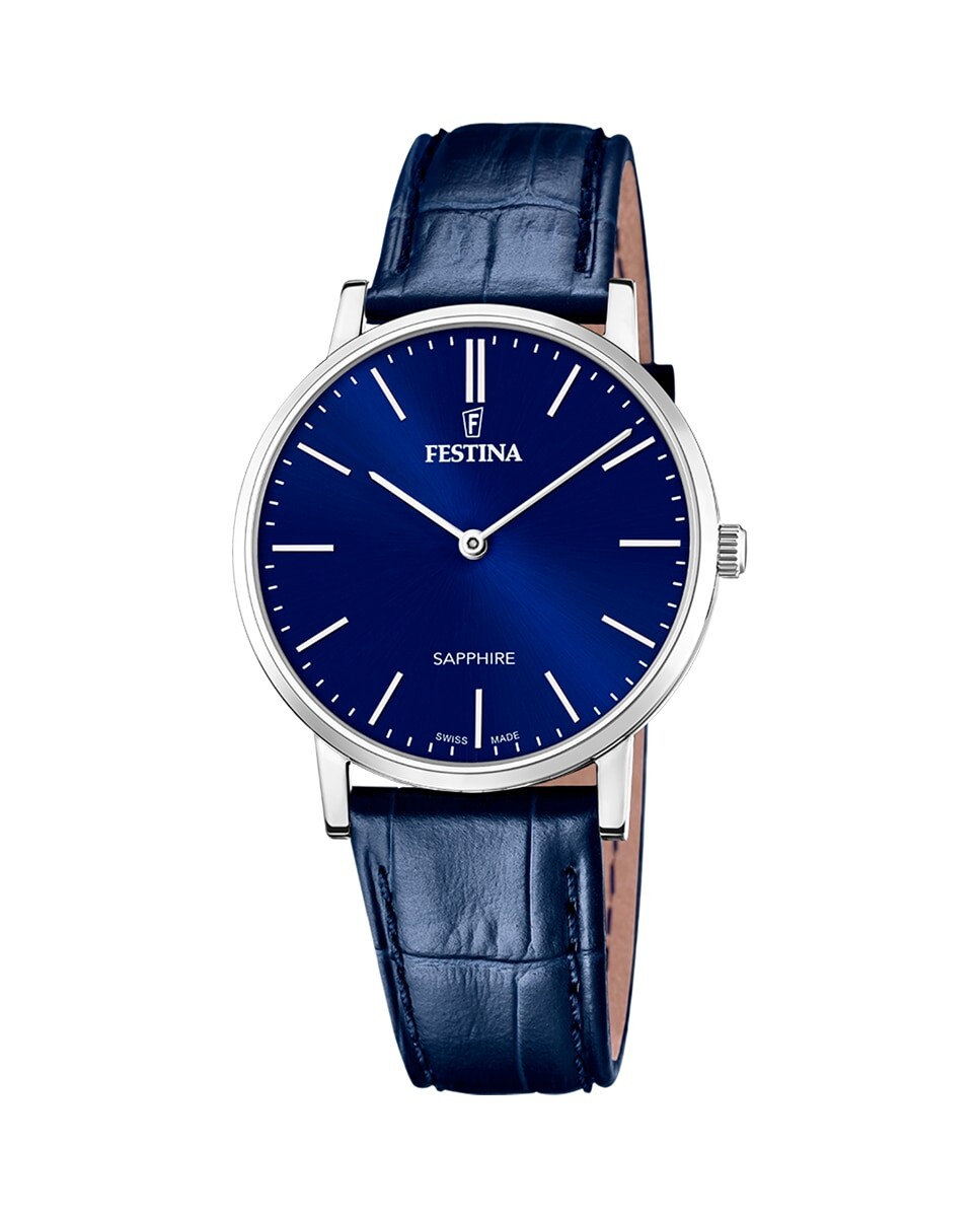 

F20012/3 Мужские часы из синей кожи швейцарского производства Festina, синий